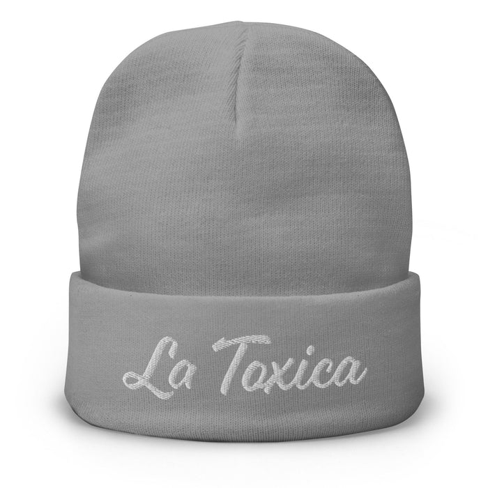 Embroidered La Toxica Spanish Mexican Bingo Game Sarcastic Funny Toxic Beanie Mexicada Gray