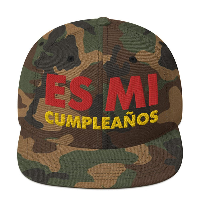 Embroidered Es Mi Cumpleanos It's My Birthday Funny Party Supplies Snapback Hat Mexicada Green Camo