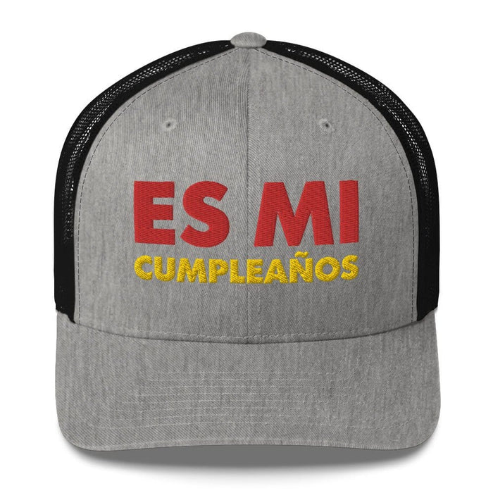 Embroidered Es Mi Cumpleanos It's My Birthday Funny Party Supplies Retro Trucker Hat Mexicada Heather/ Black