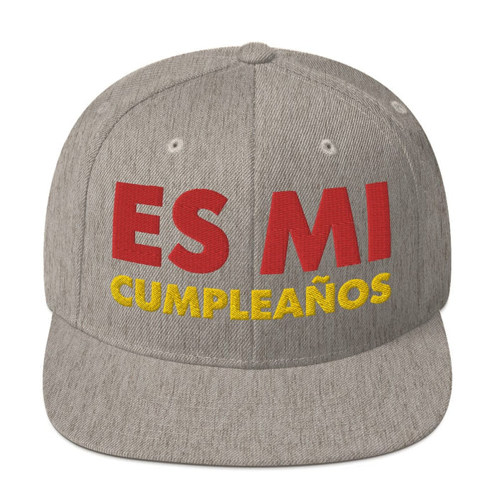 Embroidered Es Mi Cumpleanos It's My Birthday Funny Party Supplies Snapback Hat Mexicada Heather Grey