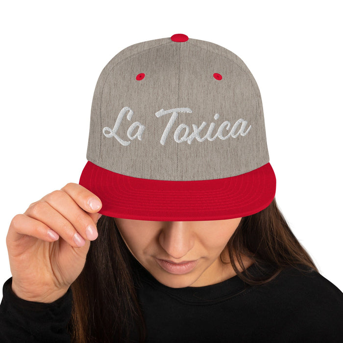 Embroidered La Toxica Spanish Mexican Bingo Game Funny Toxic Snapback Hat Mexicada Heather Grey/ Red