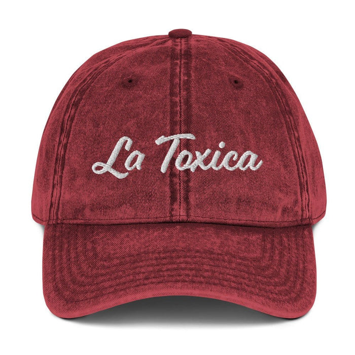 Embroidered La Toxica Spanish Mexican Bingo Game Funny Toxic Vintage Twill Cap Mexicada Maroon