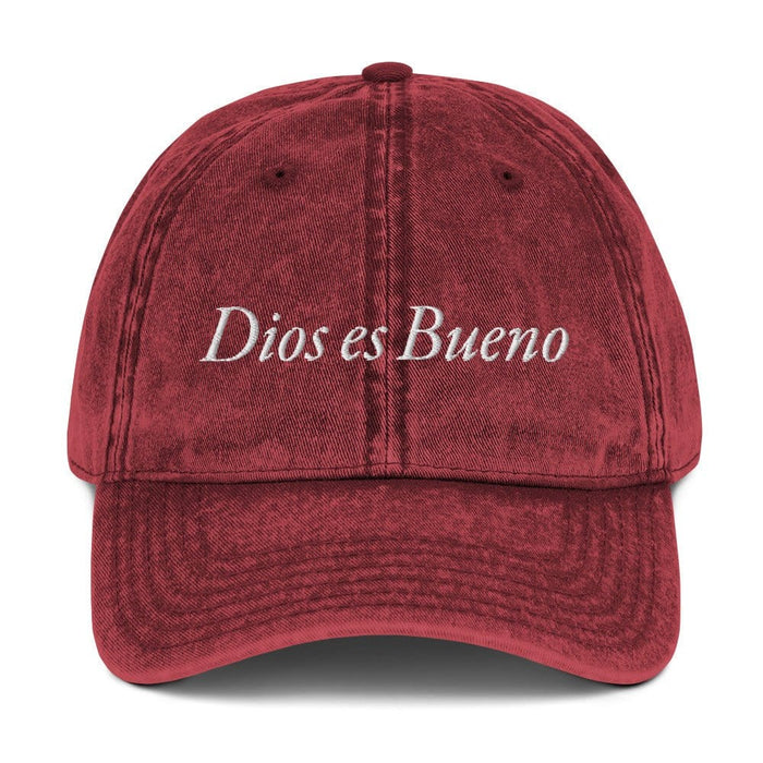 Dios es Bueno God is Good All Religion Have Faith Christian Catholic Vintage Cotton Twill Cap Mexicada Maroon