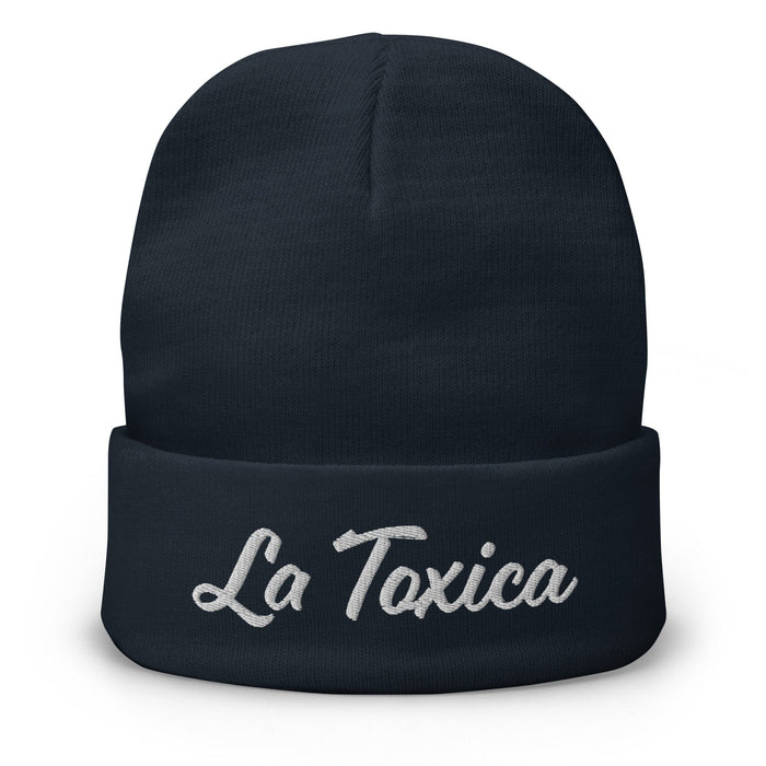 Embroidered La Toxica Spanish Mexican Bingo Game Sarcastic Funny Toxic Beanie Mexicada Navy