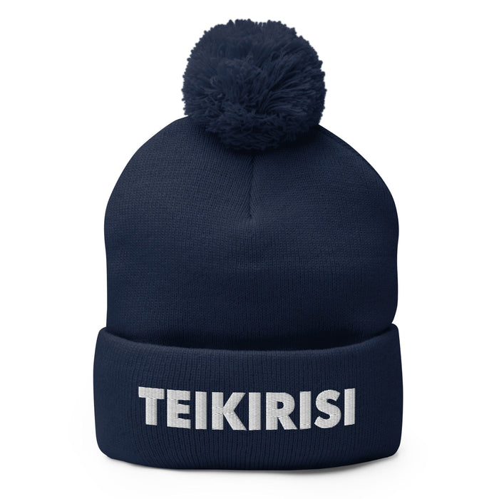 Embroidered Teikirisi - Take It Easy Funny Spanish Saying Phrase Pom-Pom Beanie Mexicada Navy