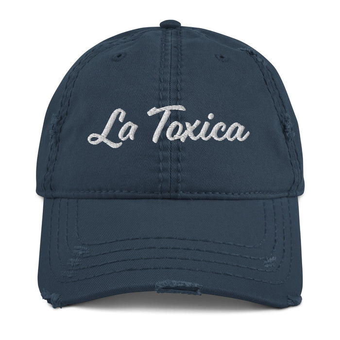 Embroidered La Toxica Spanish Mexican Bingo Game Funny Toxic Distressed Dad Hat Mexicada Navy