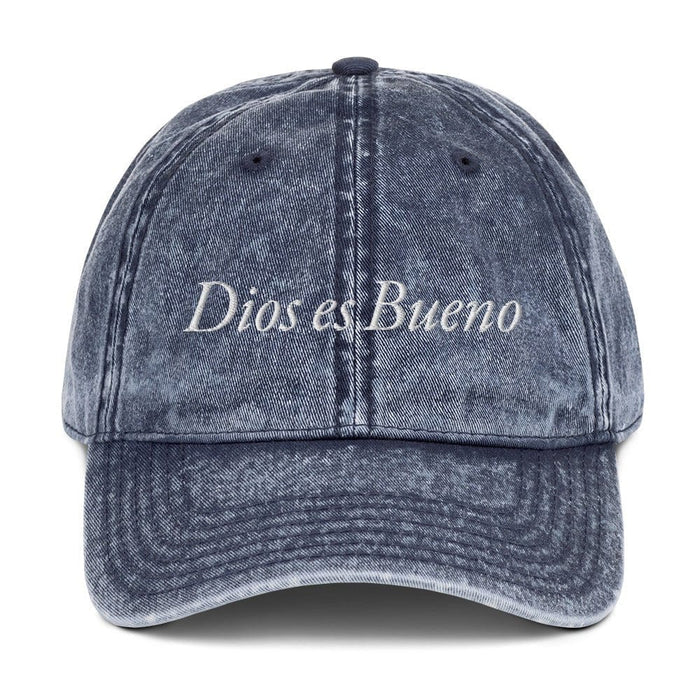 Dios es Bueno God is Good All Religion Have Faith Christian Catholic Vintage Cotton Twill Cap Mexicada Navy