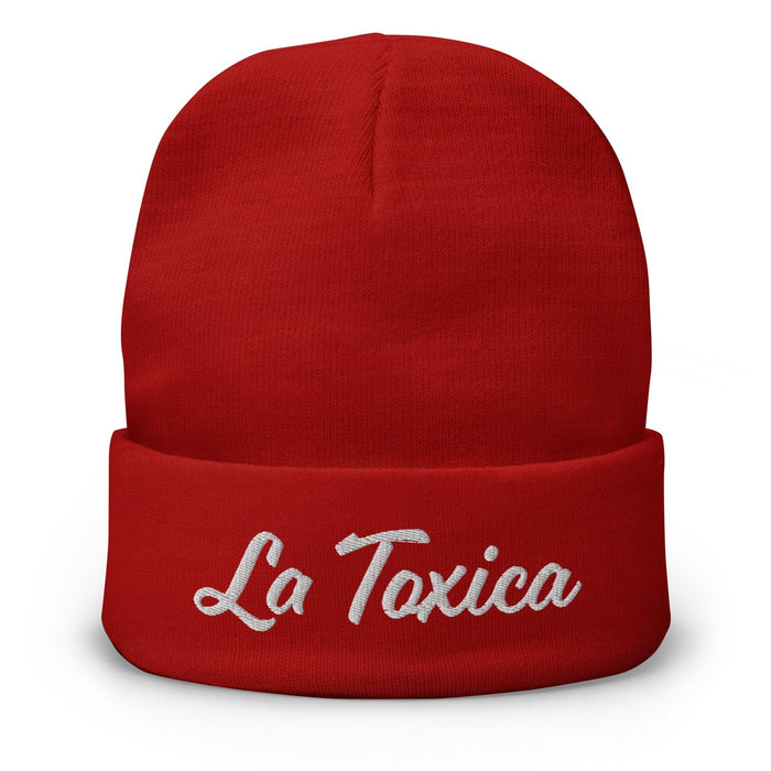 Embroidered La Toxica Spanish Mexican Bingo Game Sarcastic Funny Toxic Beanie Mexicada Red