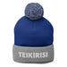 Embroidered Teikirisi - Take It Easy Funny Spanish Saying Phrase Pom-Pom Beanie Mexicada Royal/ Heather Grey