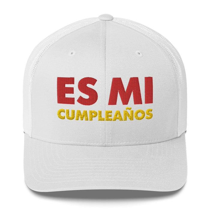 Embroidered Es Mi Cumpleanos It's My Birthday Funny Party Supplies Retro Trucker Hat Mexicada White