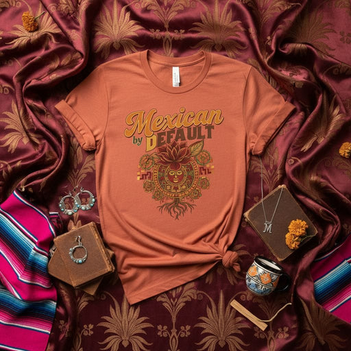 Mexican by Default Shirt, Chingona Aztec Calendar Mexican Roots Graphic Tee, Unisex T-Shirt, Día de Muertos Apparel, Cinco de Mayo T-Shirt, Mexico Pride Gift Idea Mexicada
