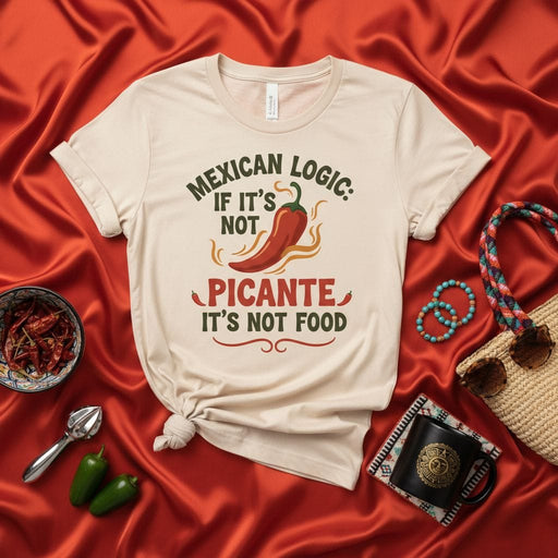 Mexican Logic If It's Not Picante It's Not Food T-Shirt, Funny Chili Pepper Tee, Spicy Food Lover Gift, Unisex Hot Sauce Apparel, Mexico Culture Shirt, Humor Tee for Cooks and Chefs Mexicada