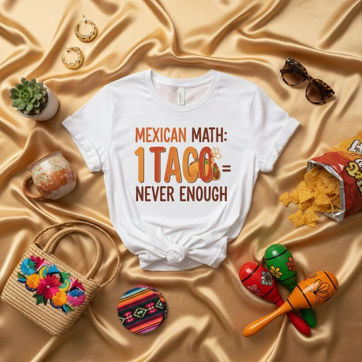 Mexican Math 1 Taco Never Enough T-Shirt Funny Cinco de Mayo Shirt Taco Lover Gift Unisex Graphic Tee Food Pun Apparel Mexicada