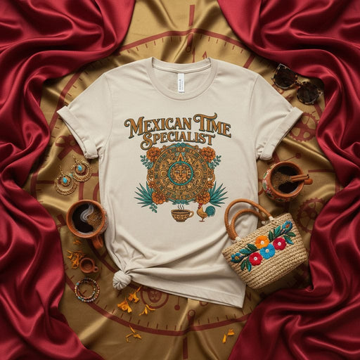 Mexican Time Specialist Shirt, Aztec Calendar Tee, Funny Mexican Heritage Gift, Dia de los Muertos T-shirt, Fiesta Clothing, Cinco de Mayo Top, Vintage Mexico Culture Graphic Mexicada