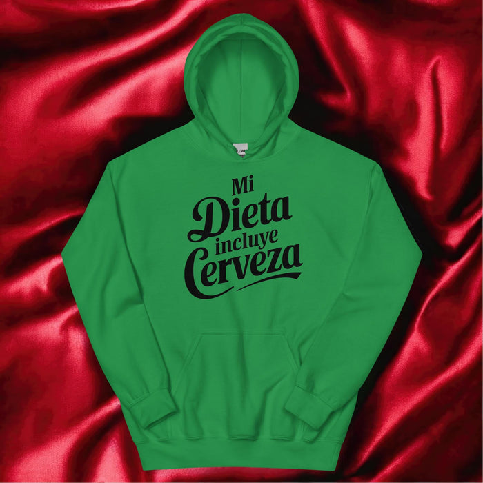 Mi Dieta Incluye Cerveza Exclusive Art Piece Home Office Work Mexican Spanish Pride Gift One-Of-A-Kind Unisex Hoodie | M27 Mexicada Irish Green / S