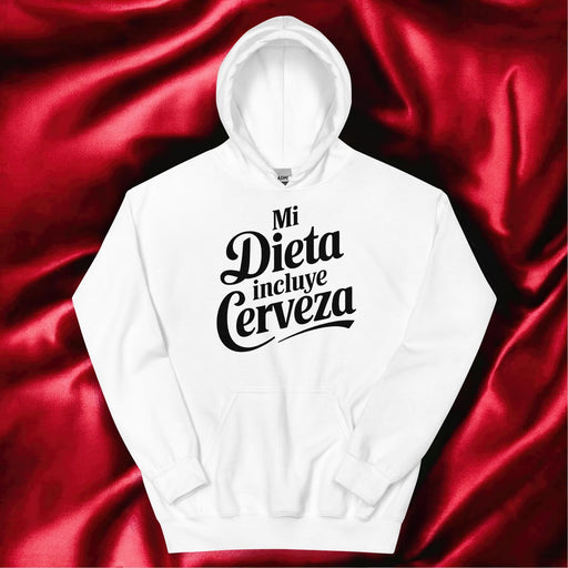 Mi Dieta Incluye Cerveza Exclusive Art Piece Home Office Work Mexican Spanish Pride Gift One-Of-A-Kind Unisex Hoodie | M27 Mexicada White / S