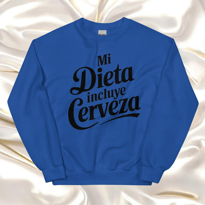 Mi Dieta Incluye Cerveza Exclusive Art Piece Home Office Work Mexican Spanish Pride Gift One-Of-A-Kind Unisex Sweatshirt | M27 Mexicada Royal / S