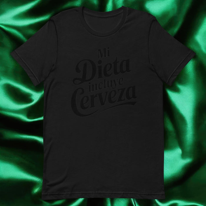 Mi Dieta Incluye Cerveza Exclusive Art Piece Home Office Work Mexican Spanish Pride Gift One-Of-A-Kind Unisex T-Shirt | M27 Mexicada Black / S