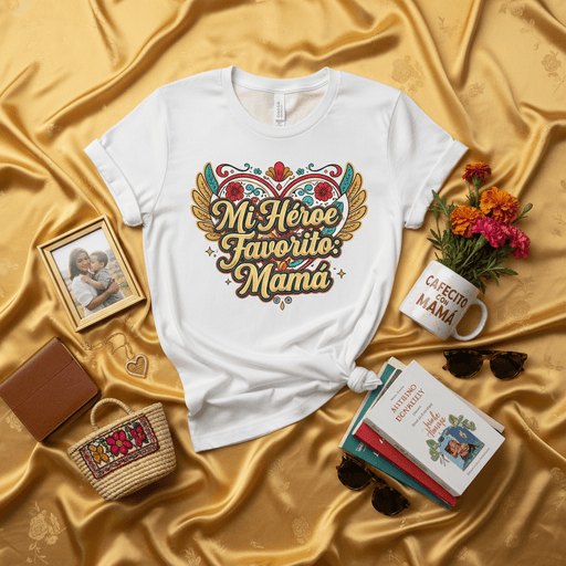Mi Héroe Favorito Mamá T-Shirt | Spanish Mother's Day Shirt | Latina Mom Gift | Cute Retro Heart Graphic Tee for Favorite Hero Mom | Día de las Madres T Shirt Mexicada