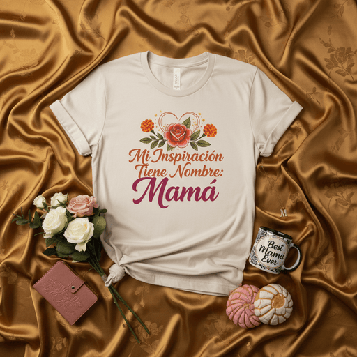 Mi Inspiración Tiene Nombre: Mamá, Camiseta Unisex con Flores y Corazón, Regalo para el Día de las Madres, Playera en Español para Mamá Latina, Regalo para Abuela, Idea de Regalo para Madres. Mexicada
