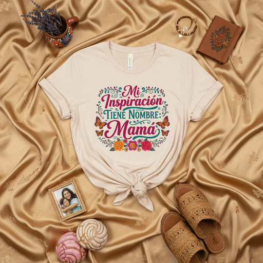 Mi Inspiración Tiene Nombre Mamá T-Shirt Regalo para Día de las Madres Camiseta Unisex con Mariposas y Flores Regalo para Mamá Española Mexicada