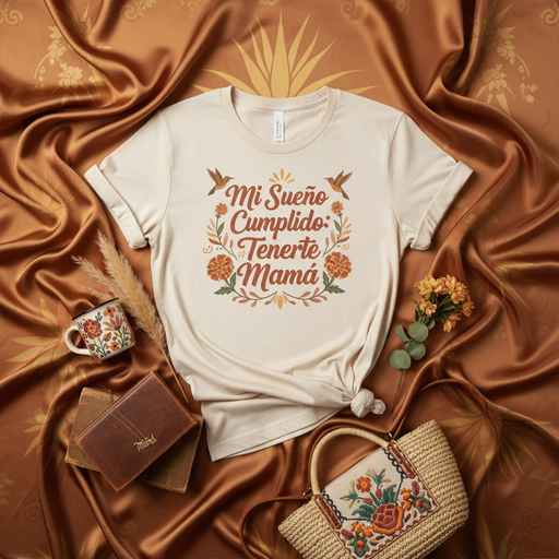Mi Sueño Cumplido Es Tenerte Mamá Shirt, Mother's Day Gift, Spanish Mom T-Shirt, Floral Design, Birds, Women's, Unisex Fit, Latina, Best Mom Ever, Presente Para Mamá, Hispanic Heritage, Cute Tee Mexicada