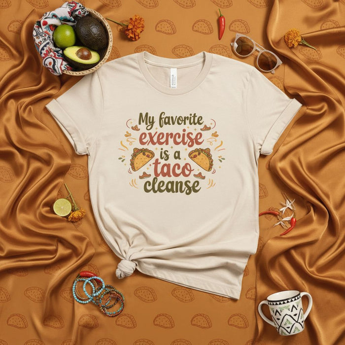 My favorite exercise is a taco cleanse Funny Unisex T-shirt, Tacos Food Lover Tee Shirt, Mexican Food Graphic T-Shirt, Humor Workout Shirt, Cute T-Shirt Gift for Friends and Family Mexicada