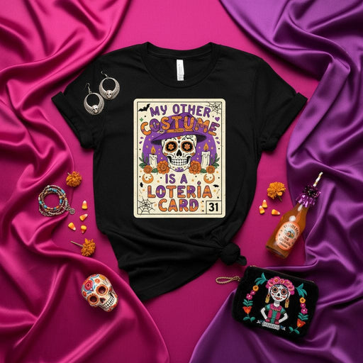 My Other Costume is a Loteria Card Day of the Dead Witch Skull T-Shirt, Sugar Skull Halloween Unisex Tee, La Calavera Loteria Card 31 Graphic Shirt Mexicada