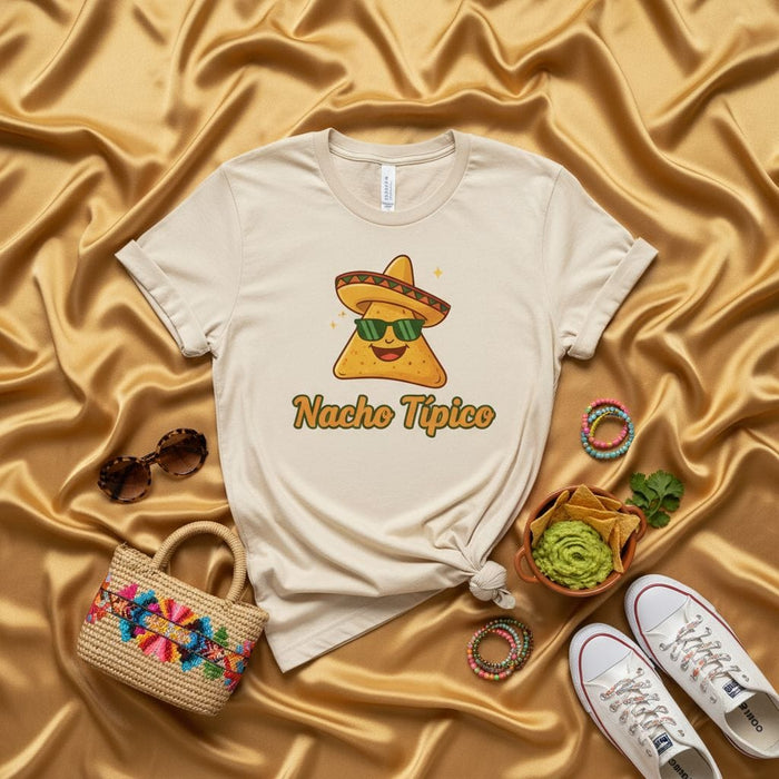Nacho Típico Shirt, Funny Sombrero Sunglasses Nacho Chip T-Shirt, Mexican Food Pun Tee, Cinco de Mayo Fiesta Humor, Unisex Spanish Phrase T-Shirt Gift Mexicada