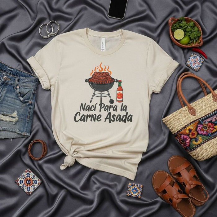 Nací Para la Carne Asada T-Shirt, Funny Grill Master Shirt, Mexican BBQ Tee, Unisex Spanish Saying T-shirt for Cookout, Fiesta, or Parrillada, Gift for Dad or Friends Who Love Grilling Mexicada