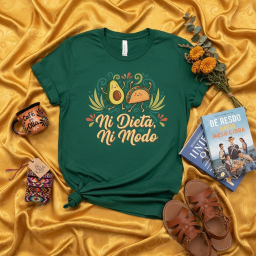 Ni Dieta, Ni Modo Avocado Taco Funny Spanish T-Shirt for Food Lovers, Fiesta Apparel, Mexican Culture Tee, Anti-Diet Saying Shirt, Casual Unisex Graphic Top Mexicada
