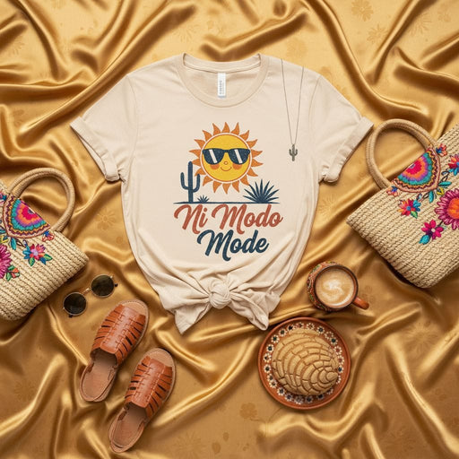 Ni Modo Mode Shirt, Funny Mexican Summer T-Shirt, Fiesta Casual Tee, Sun with Sunglasses Desert Cactus Agave Graphic Top, Hispanic Heritage Style Gift for Men Women Mexicada