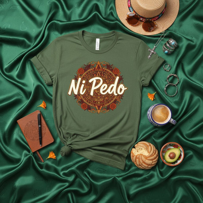 Ni Pedo Shirt, Funny Mexican Spanish Slang T-Shirt, Aztec Calendar Inspired Design, Unisex Graphic Tee, Latine Culture Gift Idea Mexicada