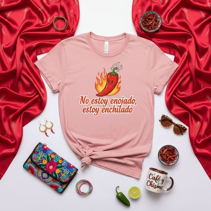 No estoy enojado, estoy enchilado T-Shirt | Spicy Chili Pepper Graphic Tee | Funny Spanish Phrase T-Shirt | Mexican Food Humor | Unisex Gift Shirt Mexicada