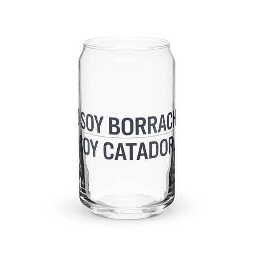 No Soy Borracho, Soy Catador Exclusive Art Piece Can-Shaped Glass Home Office Work Mexican Spanish Pride Gift Cup One-Of-A-Kind Calligraphy Glass | N9 Mexicada 16 oz (No Lid No Straw)