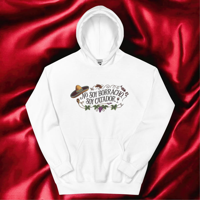 No Soy Borracho, Soy Catador Exclusive Art Piece Exclusive Art Piece Home Office Work Mexican Spanish Pride Gift One-Of-A-Kind Unisex Hoodie | N34 Mexicada White / S