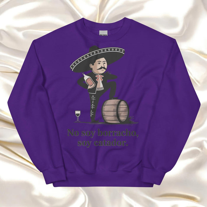 No Soy Borracho, Soy Catador Exclusive Art Piece Home Office Work Mexican Spanish Pride Gift One-Of-A-Kind Unisex Sweatshirt | N32 Mexicada Purple / S