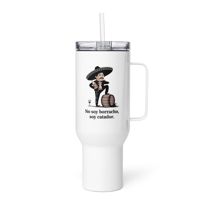 No Soy Borracho, Soy Catador Exclusive Art Piece Travel Mug With Handle For Water, Iced Tee Or Coffee | Funny Cute Gift Idea Home Office Work | Mexican Spanish Pride | N32 Mexicada