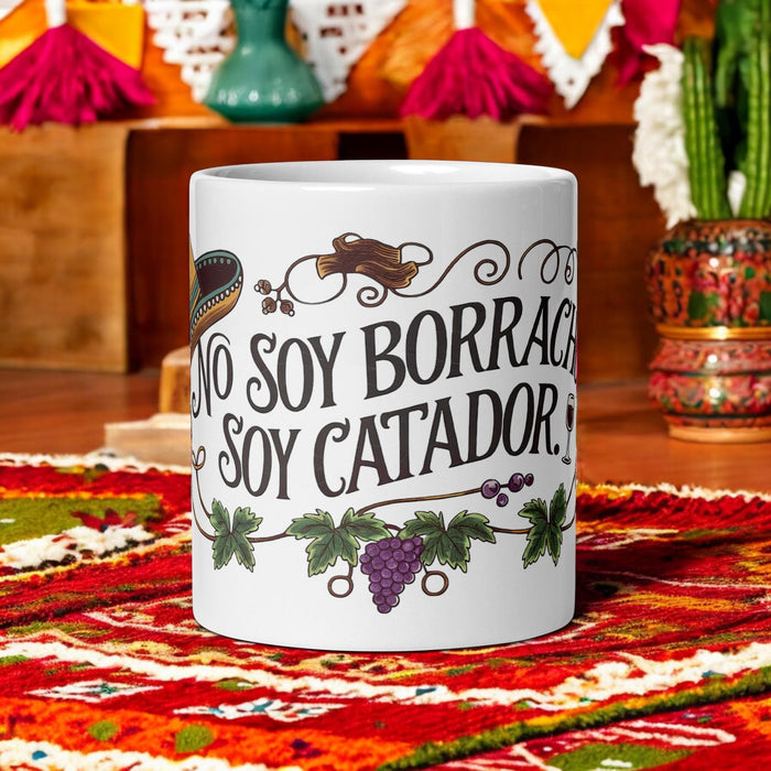 No Soy Borracho, Soy Catador Exclusive Name Art Piece Home Office Work Coffee Mug Mexican Spanish Pride Gift Cup One-Of-A-Kind Calligraphy White Glossy Mug | N34 Mexicada 11 oz