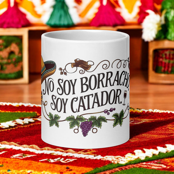 No Soy Borracho, Soy Catador Exclusive Name Art Piece Home Office Work Coffee Mug Mexican Spanish Pride Gift Cup One-Of-A-Kind Calligraphy White Glossy Mug | N34 Mexicada 20 oz