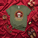 Nochebuena Survivors Club Sugar Skull T-Shirt with Santa Hat and Poinsettias - Funny Christmas Day of the Dead Holiday Tee for Men and Women Mexicada