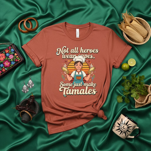 Not all heroes wear capes. Some just make Tamales. Funny Tamale Chef T-Shirt, Mexican Food Lover Gift Tee, Unisex Cooking Shirt, Hispanic Culture Apparel, Vintage Retro Graphic Design, Kitchen Humor Tee, Comfort Colors Style Top Mexicada