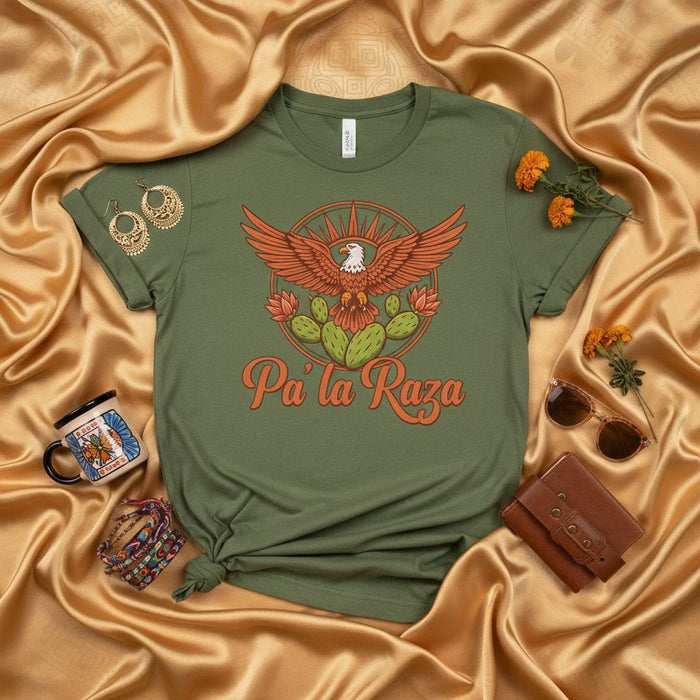 Pa' la Raza Eagle Cactus Shirt Chicano Graphic Tee Mexican Pride Latina Latino Cultural Heritage T-Shirt Unisex Gift Idea Mexicada