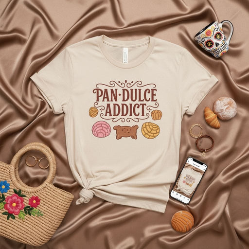 Pan Dulce Addict T-Shirt, Mexican Sweet Bread Lover Tee, Concha Shirt, Pan de Muerto Shirt, Hispanic Foodie Gift, Soft Unisex Fit Mexicada