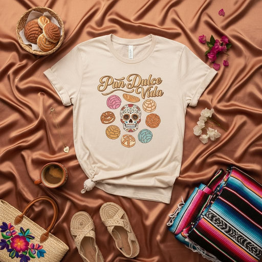 Pan Dulce Vida T-Shirt, Sugar Skull Conchas Tee, Mexican Bread Shirt, Day of the Dead Dia De Muertos Unisex Apparel, Hispanic Heritage Gift Idea Mexicada