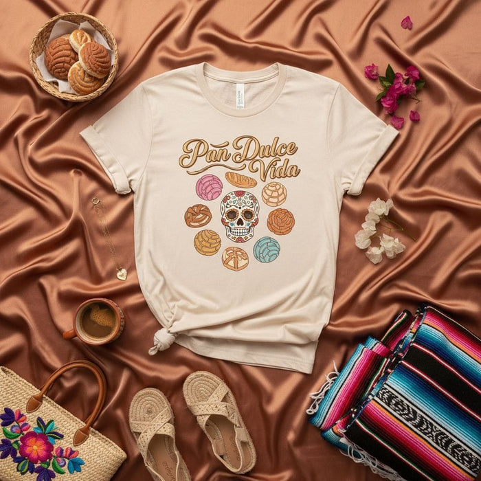Pan Dulce Vida T-Shirt, Sugar Skull Conchas Tee, Mexican Bread Shirt, Day of the Dead Dia De Muertos Unisex Apparel, Hispanic Heritage Gift Idea Mexicada