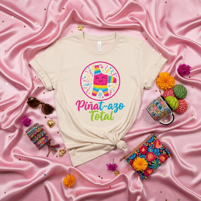 Piñat-azo Total Happy Piñata T-Shirt, Mexican Fiesta Party Tee, Colorful Graphic Shirt, Birthday Celebration Top, Unisex Funny Spanish Pun Shirt Mexicada