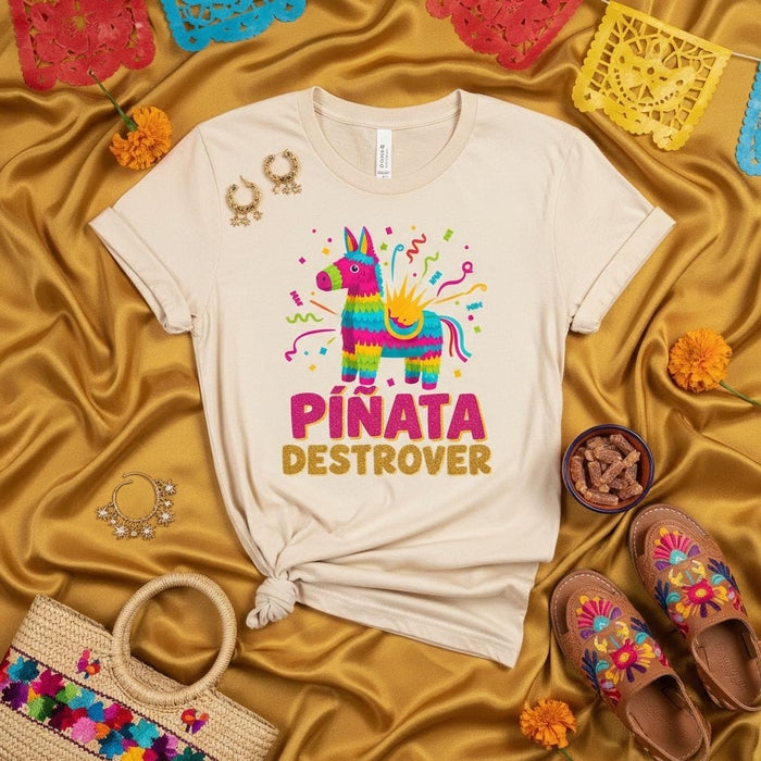 Piñata Destroyer T-Shirt Fiesta Party Birthday Unisex Tee Cinco de Mayo Colorful Pinata Graphic Shirt Mexicada