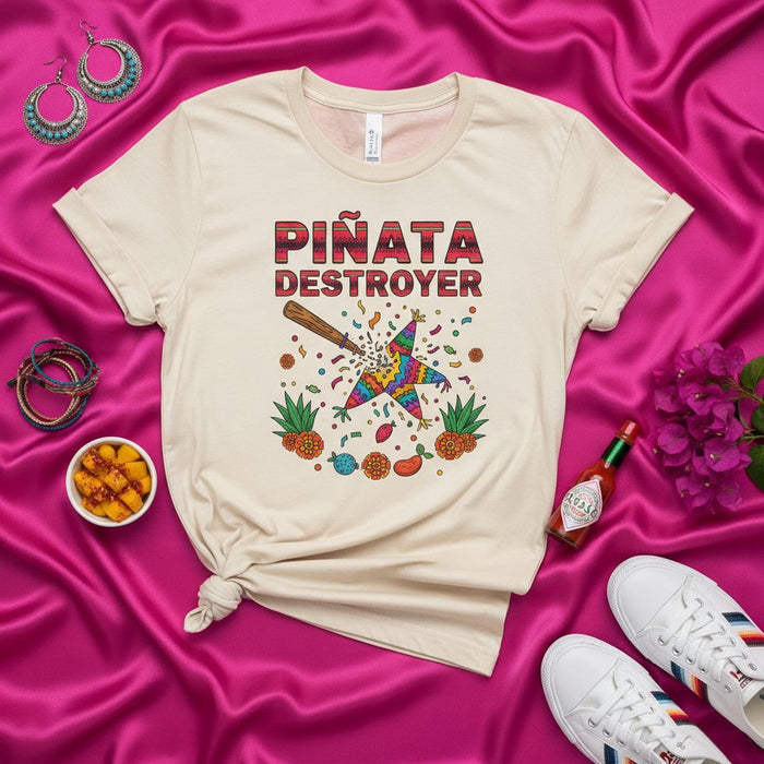 Piñata Destroyer T-Shirt: Funny Cinco de Mayo Party Tee, Mexican Fiesta Celebration Shirt, Colorful Candy Smash Graphic Top Mexicada