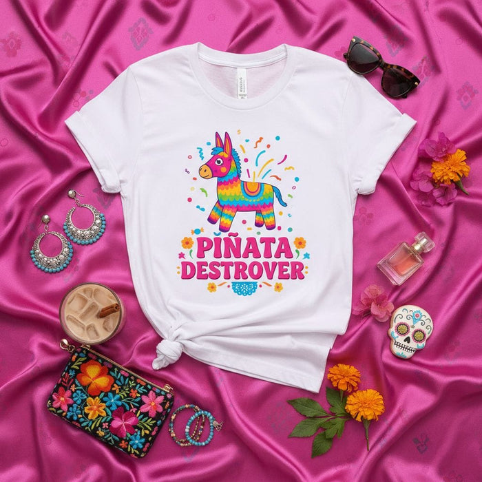 Piñata Destroyer T-Shirt, Funny Fiesta Party Shirt, Mexican Pinata Donkey Tee, Cinco de Mayo Celebration Outfit, Unisex Summer Graphic Top Mexicada
